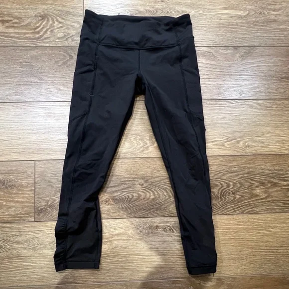 Lululemon Speed Crops Black Sz 6 W6HAYS Drawstring 23" Inseam High Waist Running - Picture 2 of 12